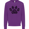 Dog Paw Print Word Art Mens Sweatshirt Jumper Purple