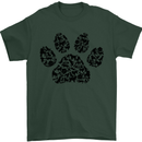 Dog Paw Print Word Art Mens T-Shirt Cotton Gildan Forest Green