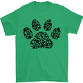 Dog Paw Print Word Art Mens T-Shirt Cotton Gildan Irish Green