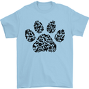 Dog Paw Print Word Art Mens T-Shirt Cotton Gildan Light Blue