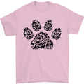 Dog Paw Print Word Art Mens T-Shirt Cotton Gildan Light Pink