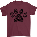 Dog Paw Print Word Art Mens T-Shirt Cotton Gildan Maroon