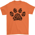 Dog Paw Print Word Art Mens T-Shirt Cotton Gildan Orange