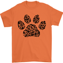 Dog Paw Print Word Art Mens T-Shirt Cotton Gildan Orange