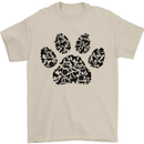 Dog Paw Print Word Art Mens T-Shirt Cotton Gildan Sand