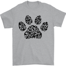 Dog Paw Print Word Art Mens T-Shirt Cotton Gildan Sports Grey