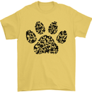 Dog Paw Print Word Art Mens T-Shirt Cotton Gildan Yellow