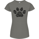 Dog Paw Print Word Art Womens Petite Cut T-Shirt Charcoal