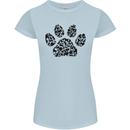 Dog Paw Print Word Art Womens Petite Cut T-Shirt Light Blue