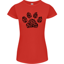 Dog Paw Print Word Art Womens Petite Cut T-Shirt Red