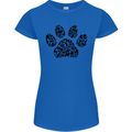 Dog Paw Print Word Art Womens Petite Cut T-Shirt Royal Blue