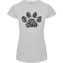 Dog Paw Print Word Art Womens Petite Cut T-Shirt Sports Grey