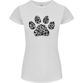 Dog Paw Print Word Art Womens Petite Cut T-Shirt White