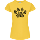 Dog Paw Print Word Art Womens Petite Cut T-Shirt Yellow