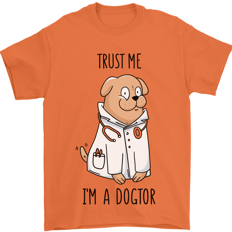 Dog Trust Me I'm a Dogctor Doctor Vet Funny Mens T-Shirt Cotton Gildan Orange