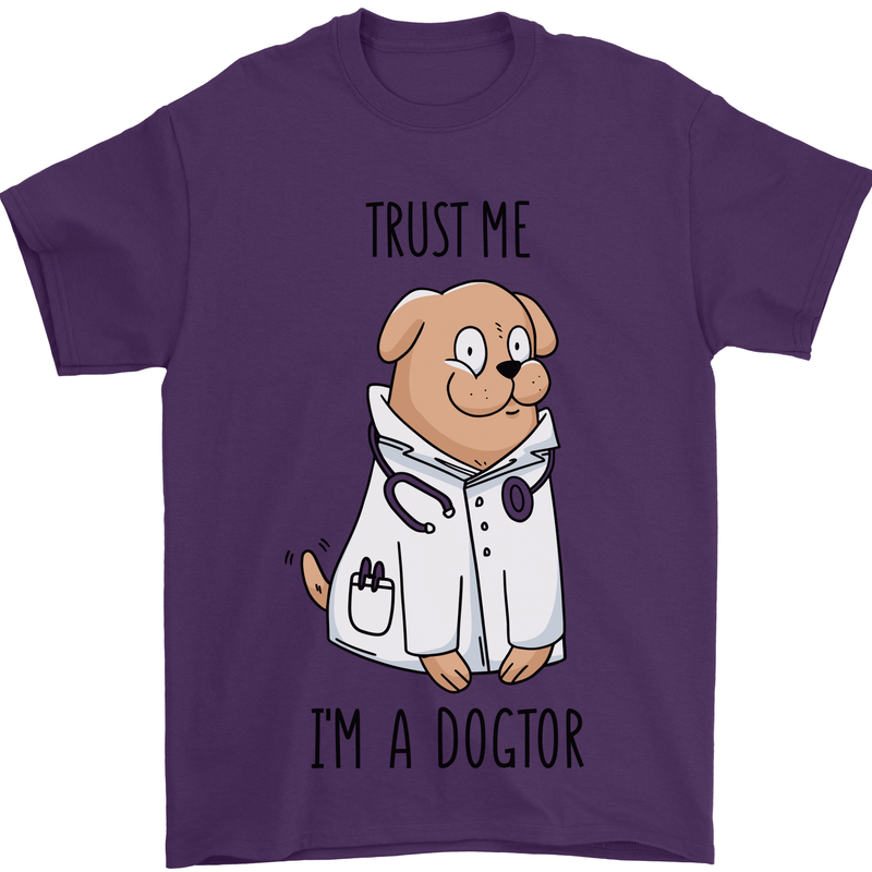 Dog Trust Me I'm a Dogctor Doctor Vet Funny Mens T-Shirt Cotton Gildan Purple