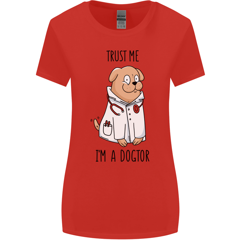 Dog Trust Me I'm a Dogctor Doctor Vet Funny Womens Wider Cut T-Shirt Red