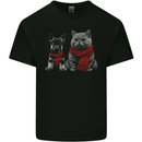 Dog & Cat in Scarves German Shepherd Mens Cotton T-Shirt Tee Top Black
