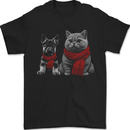 Dog & Cat in Scarves German Shepherd Mens T-Shirt 100% Cotton Black