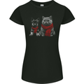 Dog & Cat in Scarves German Shepherd Womens Petite Cut T-Shirt Black