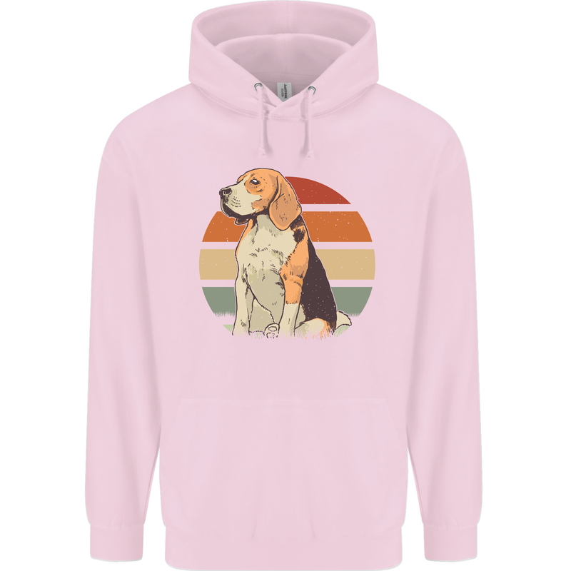 Dogs Beagle With a Retro Sunset Background Childrens Kids Hoodie Light Pink