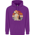 Dogs Beagle With a Retro Sunset Background Childrens Kids Hoodie Purple