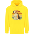 Dogs Beagle With a Retro Sunset Background Childrens Kids Hoodie Yellow