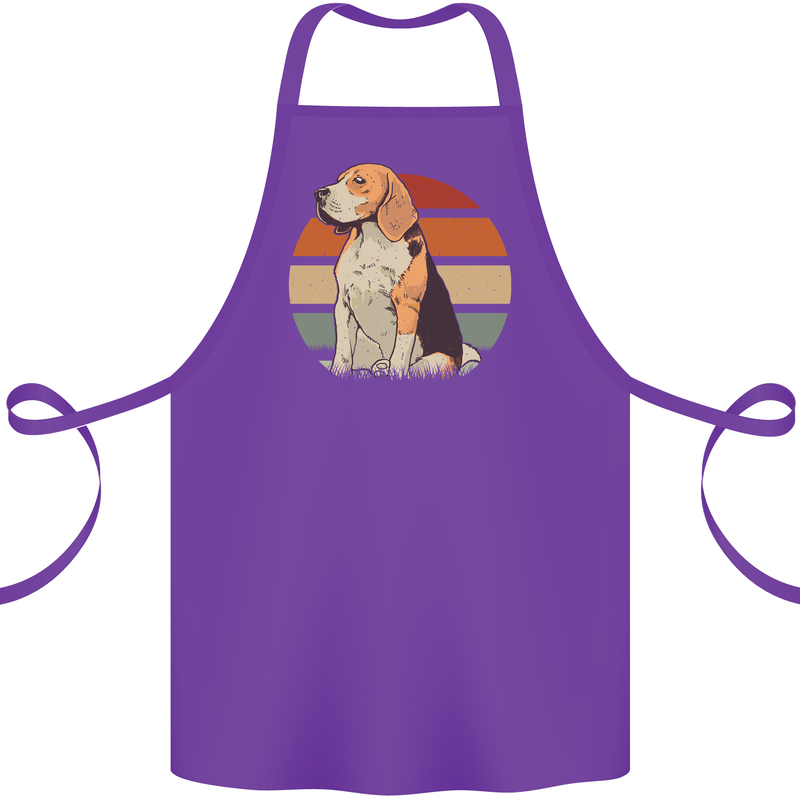 Dogs Beagle With a Retro Sunset Background Cotton Apron 100% Organic Purple