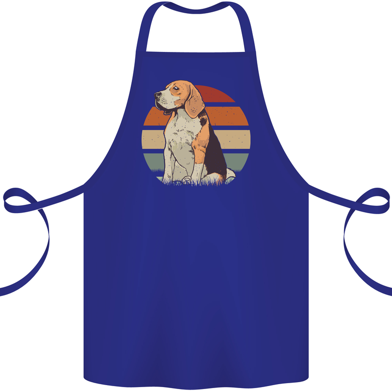 Dogs Beagle With a Retro Sunset Background Cotton Apron 100% Organic Royal Blue