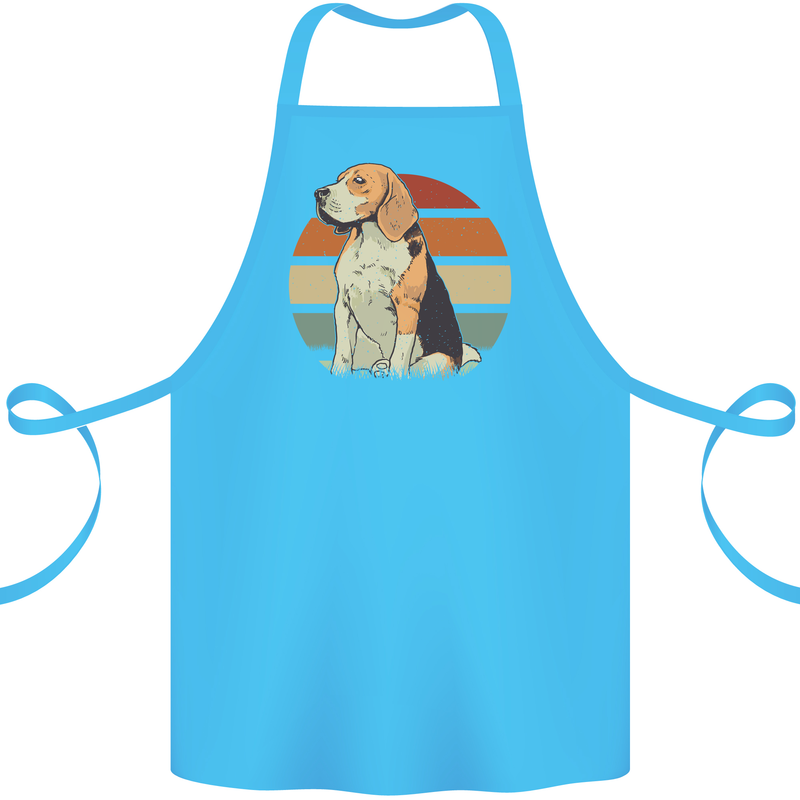 Dogs Beagle With a Retro Sunset Background Cotton Apron 100% Organic Turquoise