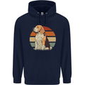 Dogs Beagle With a Retro Sunset Background Mens 80% Cotton Hoodie Navy Blue