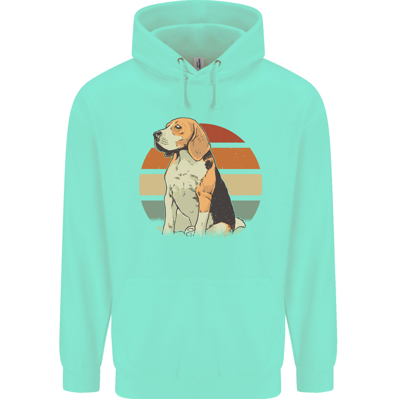 Dogs Beagle With a Retro Sunset Background Mens 80% Cotton Hoodie Peppermint