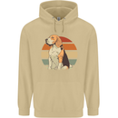 Dogs Beagle With a Retro Sunset Background Mens 80% Cotton Hoodie Sand