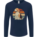 Dogs Beagle With a Retro Sunset Background Mens Long Sleeve T-Shirt Navy Blue