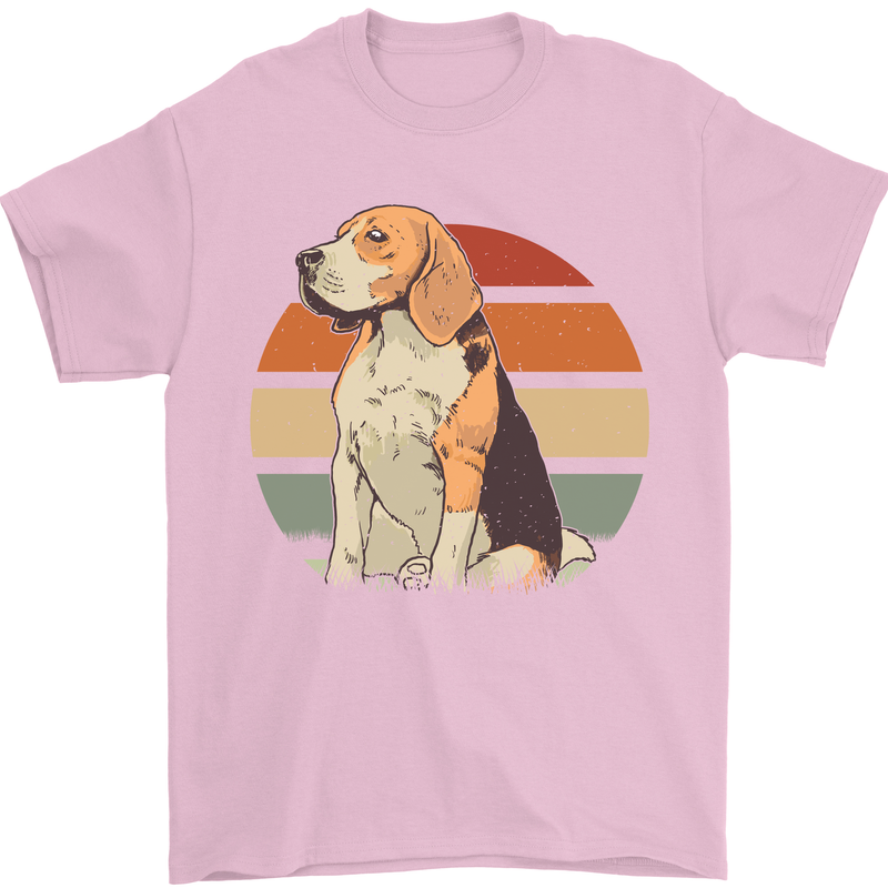 Dogs Beagle With a Retro Sunset Background Mens T-Shirt Cotton Gildan Light Pink