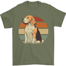 Dogs Beagle With a Retro Sunset Background Mens T-Shirt Cotton Gildan Military Green