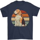 Dogs Beagle With a Retro Sunset Background Mens T-Shirt Cotton Gildan Navy Blue