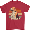 Dogs Beagle With a Retro Sunset Background Mens T-Shirt Cotton Gildan Red