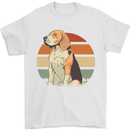 Dogs Beagle With a Retro Sunset Background Mens T-Shirt Cotton Gildan White