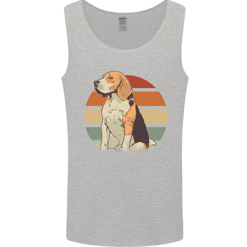 Dogs Beagle With a Retro Sunset Background Mens Vest Tank Top Sports Grey