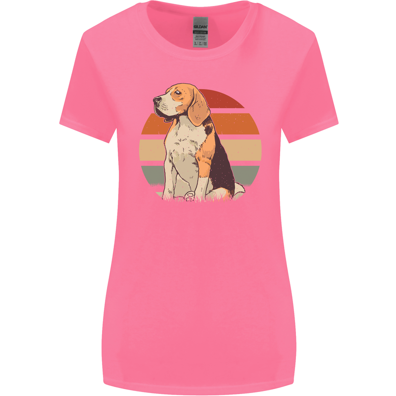 Dogs Beagle With a Retro Sunset Background Womens Wider Cut T-Shirt Azalea