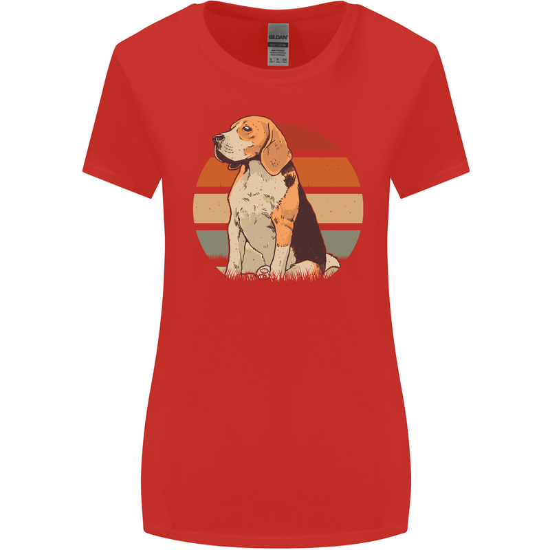 Dogs Beagle With a Retro Sunset Background Womens Wider Cut T-Shirt Red
