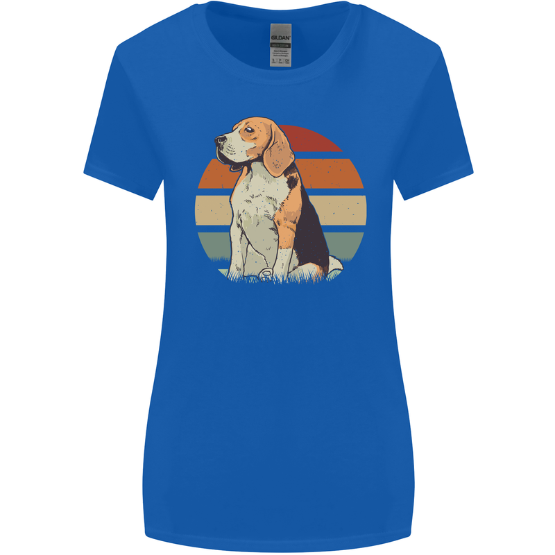 Dogs Beagle With a Retro Sunset Background Womens Wider Cut T-Shirt Royal Blue