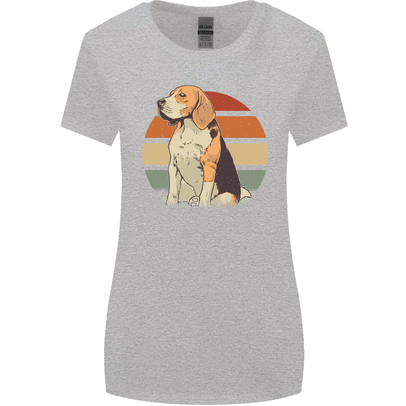 Dogs Beagle With a Retro Sunset Background Womens Wider Cut T-Shirt Sports Grey