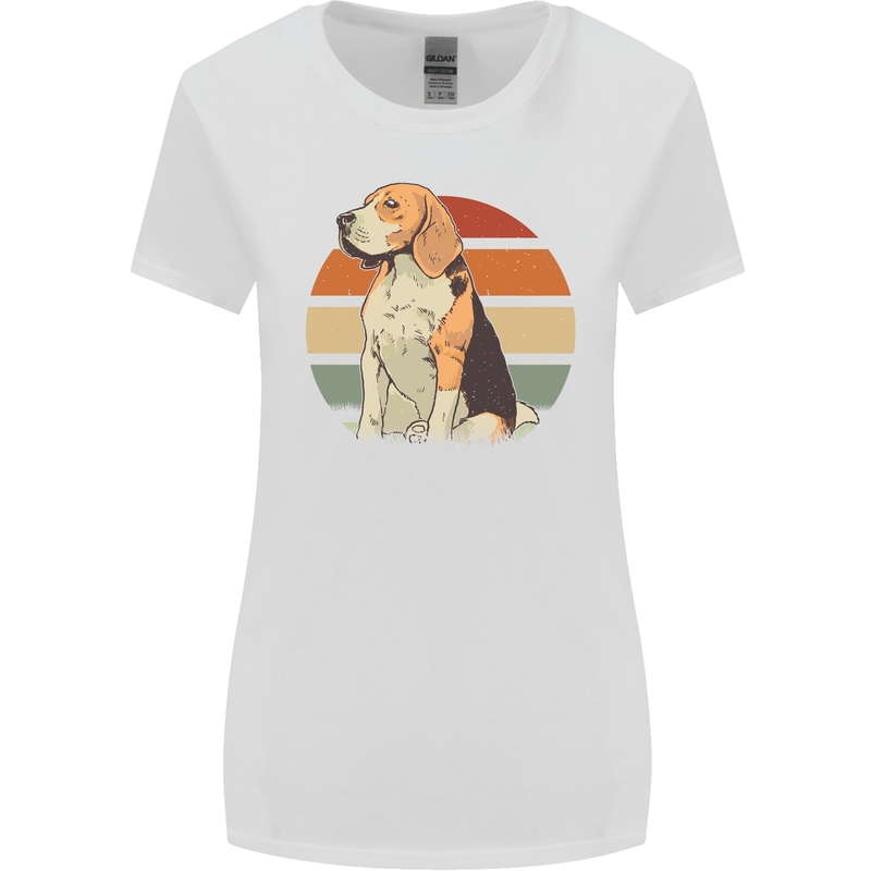Dogs Beagle With a Retro Sunset Background Womens Wider Cut T-Shirt White