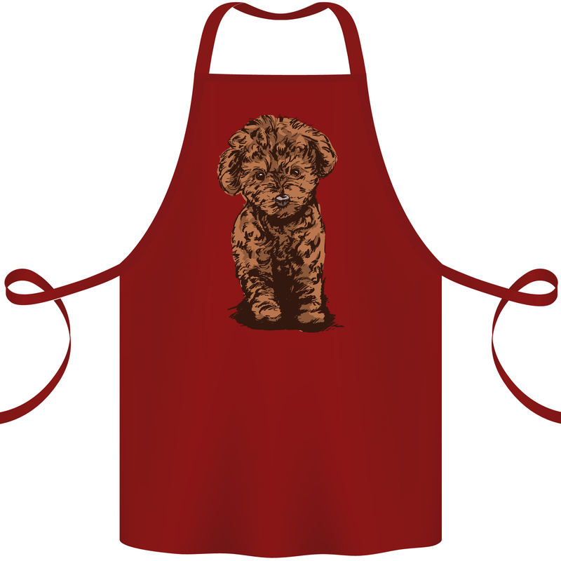 Dogs Cute Labradoodle Puppy Cotton Apron 100% Organic Maroon