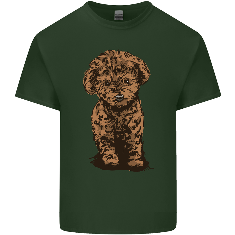 Dogs Cute Labradoodle Puppy Mens Cotton T-Shirt Tee Top Forest Green