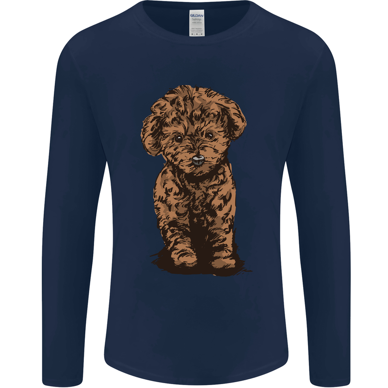 Dogs Cute Labradoodle Puppy Mens Long Sleeve T-Shirt Navy Blue
