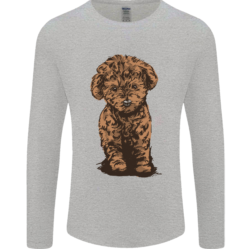 Dogs Cute Labradoodle Puppy Mens Long Sleeve T-Shirt Sports Grey