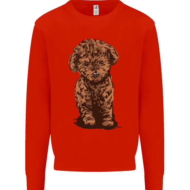 Dogs Cute Labradoodle Puppy Mens Sweatshirt Jumper Bright Red